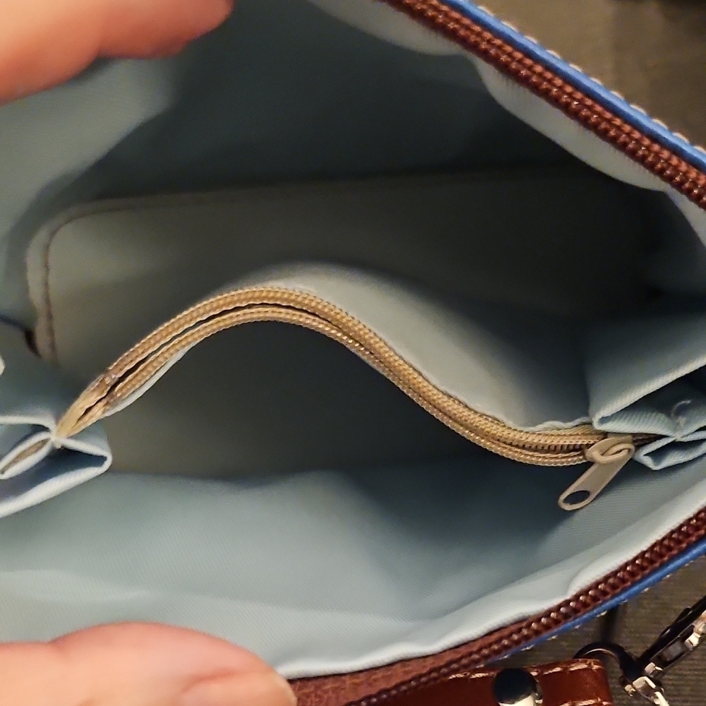 Vera Pelle Blue and Brown Mini Bag - Picture 4 of 6